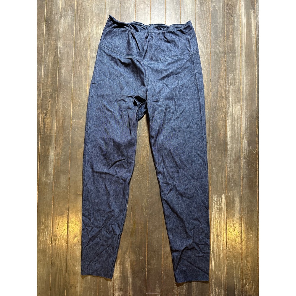 SHEIN Womens High Waisted Denim Look Athletic Leggings Navy Blue Stretch